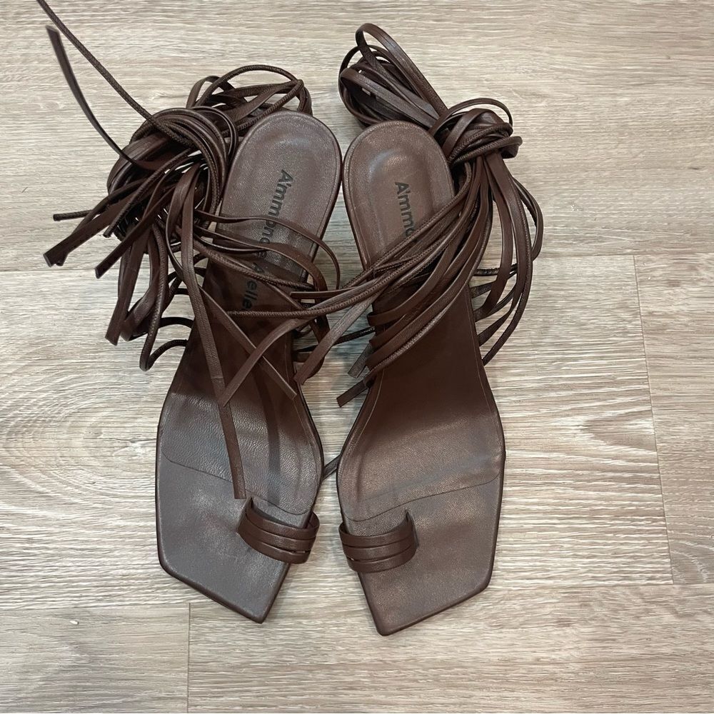 Revolve A'MMONDE ATELIER Aria 75 Multi Strap Leather Sandals in Brown - Picture 4 of 9